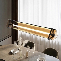 Lustre moderne haut de gamme, lampe de bar simple et luxueuse, forme longue, pour restaurant, bureau, café, disponible en suspension moyenne