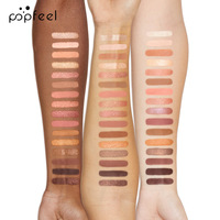 Popfeel Fard à paupières multicolore 15 couleurs, lumineux, scintillant, imperméable, haute pigmentation, minéral, longue tenue, sans cruauté, pour tous les types de peau