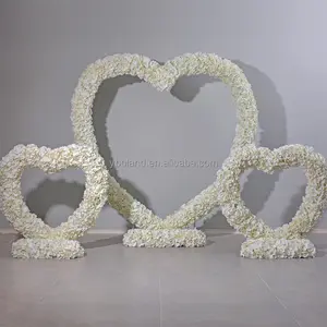 S0589 precio barato 1m 2M evento Fiesta telón de fondo arco arreglo de flores soporte en forma de corazón flores artificiales blancas para Decoración