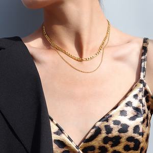 <span class=keywords><strong>Collier</strong></span> multi-rangs en acier inoxydable plaqué or 18 carats PVD personnalisé en gros MICCI, <span class=keywords><strong>collier</strong></span> à <span class=keywords><strong>double</strong></span> chaîne - Product Image 2