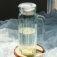 Carafe en verre pour eau froide et thé, avec couvercle et poignée, pour la maison et l'hôtel, prix usine en gros, emballée en boîte