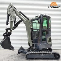 Mini-excavatrice haute performance LOGWAY, directement de l'usine, avec cabine et bras pivotant, pour travaux municipaux