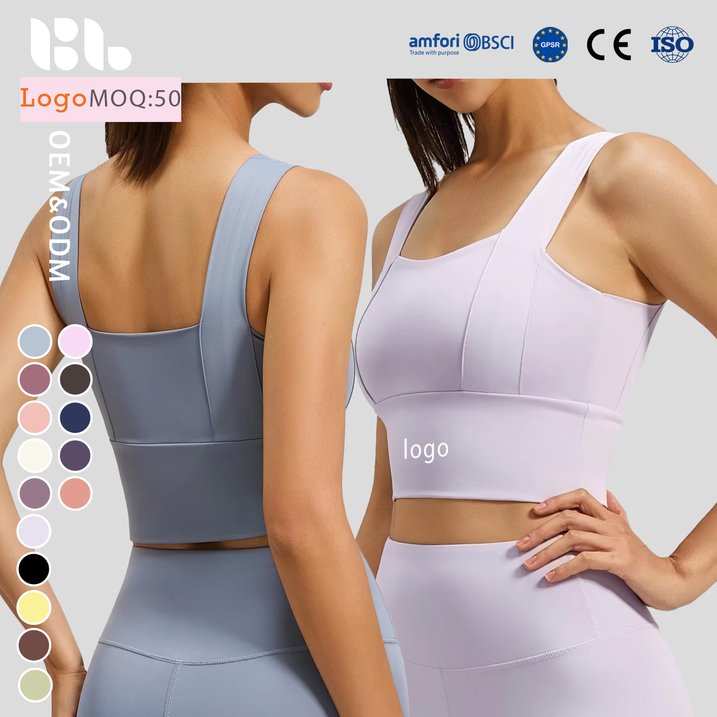 Fixed Cup Sports Underwear High Strength Shockproof Gather Fitness Yoga Vest Bra Spandex/Polyester High Support for