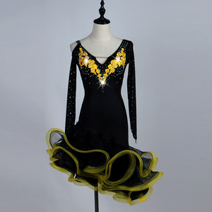 Abito da ballo latino per adulti, professionale, monopezzo con doppie maniche per Cha-Cha, Samba <span class=keywords><strong>e</strong></span> Danze Country - Product Image 5