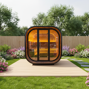 Sauna extérieur carré en bois massif d'épicéa thermo-carbonisé, écologique, pour jardin, 4-6 personnes, 6KW, 220V, vapeur, montage facile, 1 an - Product Image 1