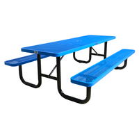 Mobilier d'extérieur commercial en acier 6 pieds 8 pieds de long banc de table de pique-nique extérieur restaurant événement ensemble de salle à manger table et chaise en métal