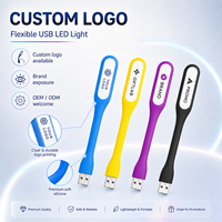 Lampe LED USB flexible avec logo personnalisé, mini lampe de lecture portable à col de cygne, éclairage pour clavier d'ordinateur portable, cadeau promotionnel en gros