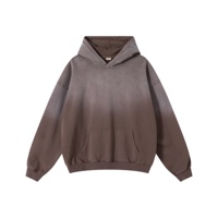 Nouveau Sweat à Capuche Unisexe 2026 en Polaire Effet Vieilli et Délavé à l'Acide, Dégradé Uni, 480g, 100% Coton Lourd