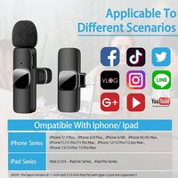 Microphone Lavalier Sans Fil Professionnel K9 Mini Portable en Métal 1 Émetteur 2 Récepteurs avec Fonction d'Enregistrement et Réduction du Bruit Compatible Téléphone