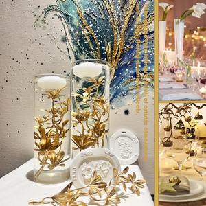 Fleurs artificielles en plastique, orchidées dorées, remplissages de vase, fausses compositions florales, décoration de mariage, fête, maison, restaurant, marque <span class=keywords><strong>CH</strong></span> - Product Image 2