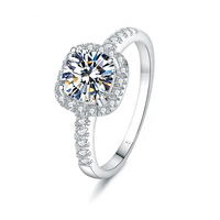 Bague de fiançailles et de mariage tendance en moissanite haut de gamme plaquée platine, sans perte de couleur, Hundred Match