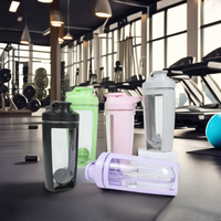 Botol Air Olahraga Plastik 500ml dengan Logo Custom, Tutup, dan Bola Pengaduk untuk Gym/Protein Shaker