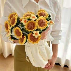 Hand-knitted Sunflower Bouquet Blanket Floral Polyester Home Decoration Personal <b>Gift</b> - Product Image 1