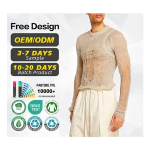 La nuova moda estate tessuto di cotone da uomo Beige maglia in maglia semplice canottiera scava maglieria da uomo