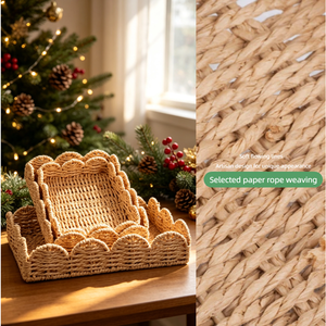 Cesto portaoggetti in corda di carta intrecciata all'ingrosso per fabbriche, modelli quadrati e rotondi in pizzo, qualità stabile, spedizione rapida - Product Image 4