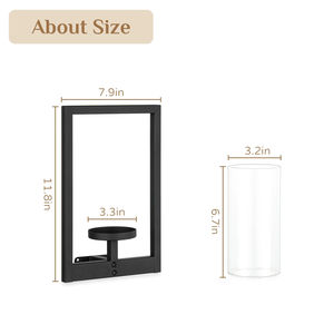LANJO Black Wall <b>Candle</b> <b>Sconces</b> with Glass Shades Metal Hurricane <b>Candle</b> Holder for Living Room Bedroom Bathroom Hallway Decor - Product Image 4