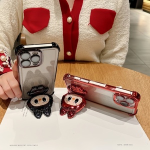 Fashion electroplate cartoon holder cute glitter phone case for iPhone 17 Air 16 pro max 15 four <b>corner</b> shockproof protect cover - Product Image 3