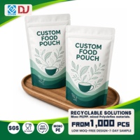 Pochette plate recyclable imprimée sur mesure pour thé vert et mélanges de feuilles de thé en vrac avec fermeture éclair refermable et soudure trois côtés pour emballage de thé