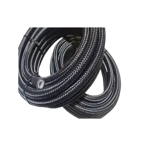 Custom 3an 4an 6an 8an 10an 12an 16an 20an ptfe black nylon stainless steel braided fuel line hose e85 an8 ptfe fuel hose