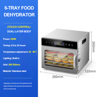 Déshydrateur alimentaire multifonctionnel en acier inoxydable, double corps, 6 couches, séchoir tactile pour bananes et fruits