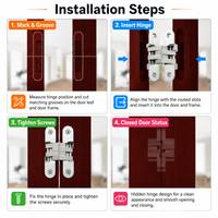 Bisagra Oculta 3D de Acero Inoxidable con Cierre Suave, Diseño Contemporáneo, Fácil Instalación para Gabinetes de Baño, Cocina y Dormitorio