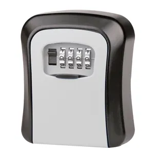 Boîte à clés murale portable à 4 chiffres, boîte de verrouillage, carte de sécurité en alliage d'aluminium, carte d'identité, boîte de rangement de clés