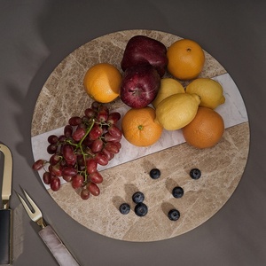 Vente en gros de plateau de luxe en pierre naturelle pour <span class=keywords><strong>brunch</strong></span> dîner snack buffet de fruits assiette de service plateau rond en marbre - Product Image 2