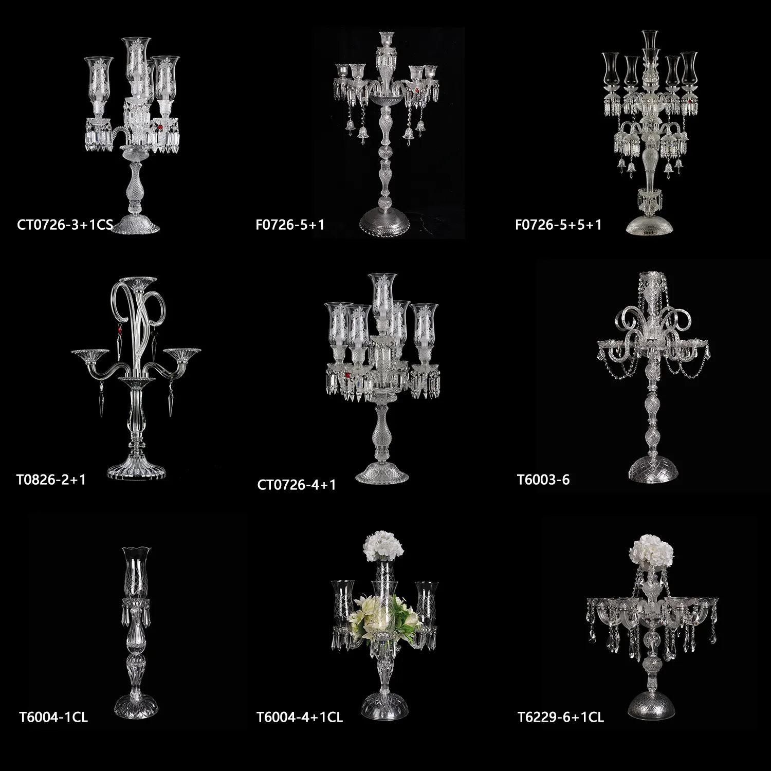 Wholesale French Style 4 Candle Stick Clear Crystal Candelabra Wedding Table With Flower Stand Candelabra Centerpieces