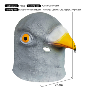 Masque de tête d'oiseau en latex fantaisie, gris, pour déguisement de colombe, masques de pigeon pour théâtre, spectacle, mascarade, cosplay - Product Image 6