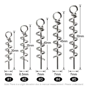 Spinpoler pesca sacacorchos gancho señuelo suave centrado Pin espiral 30/35/45/50mm resorte bloqueo Pin cebo tornillo conector Accesorios - Product Image 4