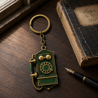 Portachiavi Personalizzato 3D in Rilievo Smaltato Vintage, Premium in Lega di Zinco Oro Anticato, Souvenir Retrò a Forma di Telefono/Fotocamera per Regalo e Collezione