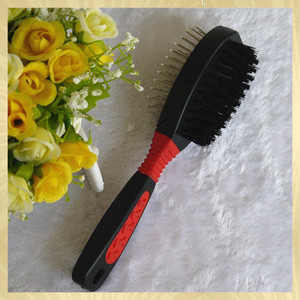 Dual Sided Non Slip Handle Double Use Pet Dog Cat Animal <strong>Puppy</strong> Hair Fur Grooming Combo <strong>Brush</strong> With Bristles and Pins - Product Image 3