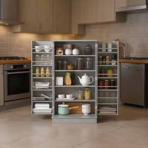 Simple White Gray <b>Kitchen</b> Cabinets Adjustable <b>Shelves</b> Modern Design MDF Material Panel Type Melamine Door - Product Image 2