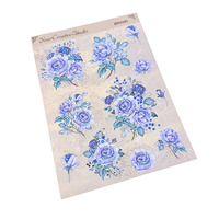 Autocollants décoratifs de haute qualité, étiquettes de roses, étiquettes de fleurs bleues personnalisées pour jardin, autocollants en vinyle PVC, feuilles d'autocollants personnalisables de toutes formes