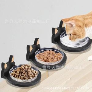 Support mural en bois pour gamelles de chat, design créatif en forme de tête de chat, support pour gamelles de chien et de chat, bois massif. - Product Image 2