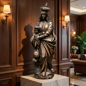 Statue classique en bronze de la Madone et de l'Enfant - Sculpture artisanale de la Vierge <span class=keywords><strong>Marie</strong></span> en bronze moulé à la <span class=keywords><strong>cire</strong></span> perdue - Product Image 5