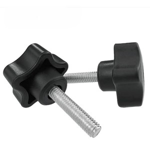 Edelstahl Metall Schwarz Bakelit Kunststoff kopf Fünf Lappen Stern Konkav griff Einstellbare Klemm griff Knopfs ch raube Rändel schraube - Product Image 4