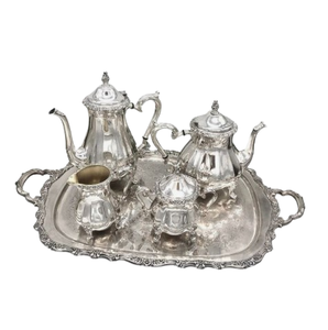 Turkish <b>Tea</b> <b>Set</b> <b>Tea</b> Tray Teapot <b>for</b> Serving <b>Tea</b> Vintage Metal Turkish Coffee Pot <b>Set</b> Silver Ottoman Trim Wedding Gift - Product Image 4
