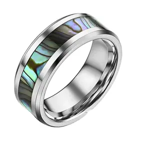 Custom abalone shell men jewelry 925 sterling silver sea shell ring