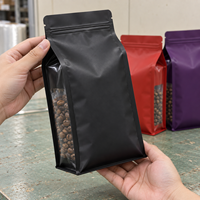 Meilleure Vente : Sachet Refermable Mat Coloré de Qualité Alimentaire avec Fermeture Éclair, Scellé sur Huit Côtés et Fenêtre Latérale pour Grains de Café, Fond Plat