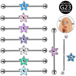 Barre industrielle en titane F136 avec zircon pour <span class=keywords><strong>piercing</strong></span>, bijoux de <span class=keywords><strong>piercing</strong></span> pour cartilage d'oreille, bijoux de <span class=keywords><strong>piercing</strong></span> corporel, <span class=keywords><strong>piercing</strong></span> de pont nasal - Product Image 1