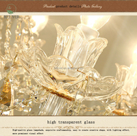 Lustre en cristal moderne de luxe en verre doré K9 éclairage suspendu de salon d'intérieur pour les lustres de lampes suspendues de chambre d'hôtel