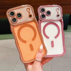 Funda magnética transparente con diseño de ondas y diamantes para iPhone 17 Pro Max, 16 Plus, 15, 14 - Product Image 1