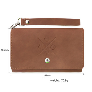 Portable playing card bag for camping games, vintage style, leather case for storing playing cards and <b>dice</b>. - Product Image 4