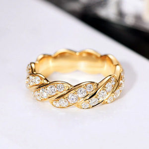 Anello da uomo in stile cubano intrecciato con pietra scintillante, fascia larga, anello alla moda per tutti i giorni, gioiello hip hop. - Product Image 2