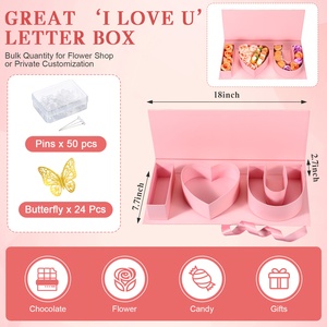 Qibai ti amo con coperchio rosa fiore rigido di lusso scatole regalo regalo di san valentino confezione regalo di fiori regalo per la festa della mamma - Product Image 6