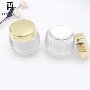Nouveau pot en verre dépoli rond et bombé pour crème visage, avec capuchon doré, transparent mat, pour soins cosmétiques, lotions et gommages - Product Image 4