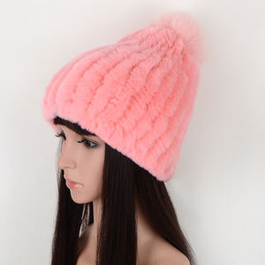 Chapeau de fourrure de Protection d'<span class=keywords><strong>oreille</strong></span> de cheveux de lapin Rex double face pour femmes automne hiver chaleur élastique motif de dessin animé réchauffeur de tête - Product Image 4