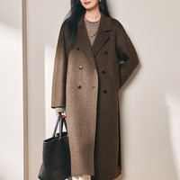 Manteau en laine double face pour femme, style automne-hiver, chaud et épais, coupe courte, avec fermeture boutonnée, design élégant et polyvalent