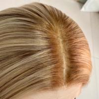 Perruque Médicale de Qualité Supérieure Blonde Lisse en Cheveux Naturels Bruts Alignés avec les Cuticules, Perruque Complète en Dentelle HD pour l'Alopécie, Invisible et Sans Colle